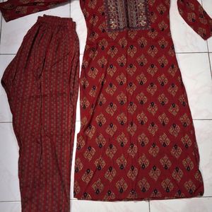 Red Kurta And Pant