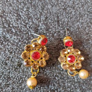 Red And Golden Festive Earrings