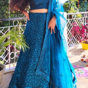 Party Wear Sequence Lehnga-Teal