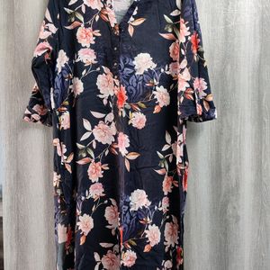 Floral Print Black Kurti