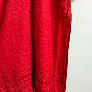 Red Chikankari Kurta