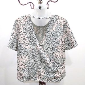 Animal Print Back Wrap Top