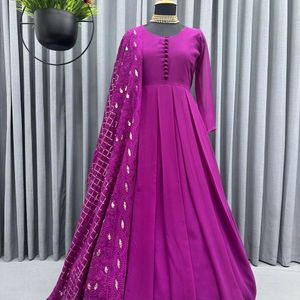 BEAUTIFUL PURPLE COLOUR GOWN WITH DUPATTA COMBO
