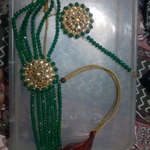 Neclace, Earings With Mangtika