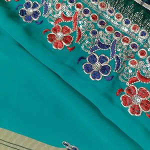 heavy border work saree