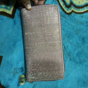 Long Shimmer Wallet With 2 Zips