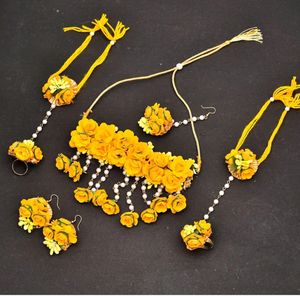 1Jwellery Set of Necklace+Tikka+Earrings+Braclet