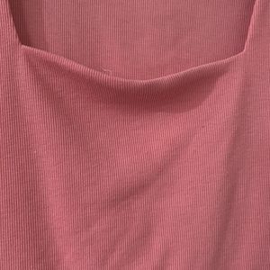 Peachy Pink Square Neck Crop Top