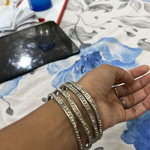 Elegant Crystal-Studded Metal Bangles