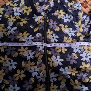 Floral Print Full Zip Fashion Top