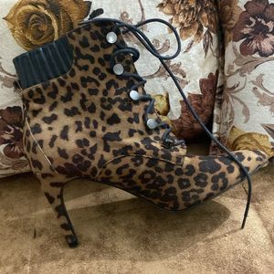 Leopard Print Heeled Boots