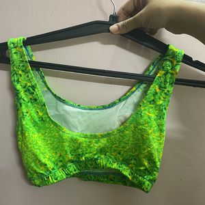 Parrot Green Two Piece Padded Swim Wear