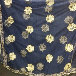 Heavy Embroidered Navy Blue Dupatta