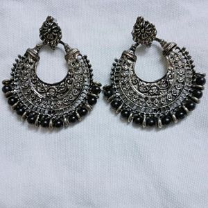 Silver oxidised earrings (trendy)