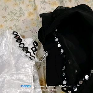 Black Saree With Stitch Blouse