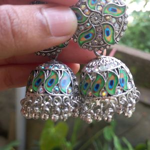 Oxidised Peocock Earring