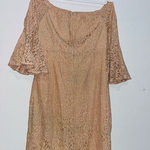 Beige Bodycon Lace Dress From Code