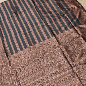 New Black Laheriya Lichi Silk Saree