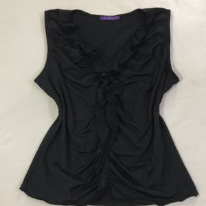 Black Stretchy Top With Ruffles