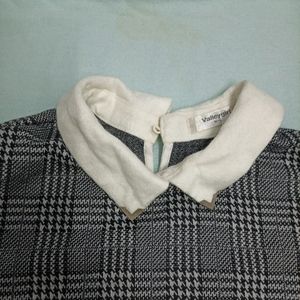 Korean Checkered Wool Top