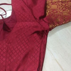 Studio shringaar Women Maroon Woven Design Blouse