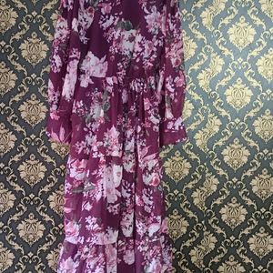 Floral Long Gown With Belt