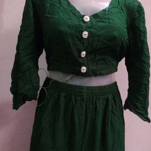 Green 💚Top Plazo Dress