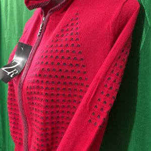 Reddish Pink Hoodie Sweater