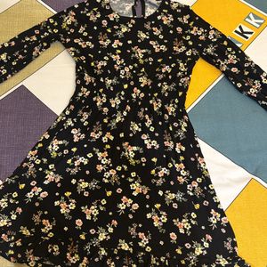 Black Floral Print Dress