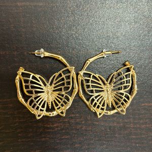 Butterfly Gold Hoop Earrings