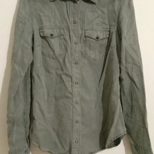 Olive Green Denim Shirt 👕