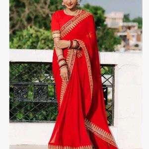 Designer Red Saree