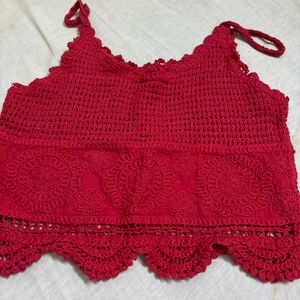 Red Crochet Top Unused To