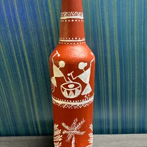 Handpaited Warli Art Work Glass Bottle