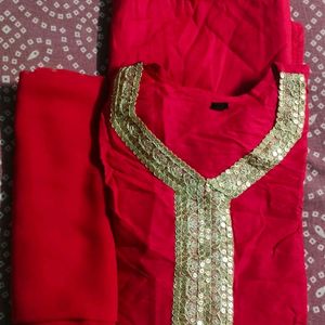 beautiful party wear long kurti pant Dupatta set