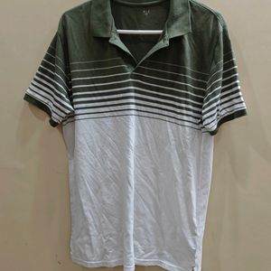 Westside White And Green Collared T-shirt