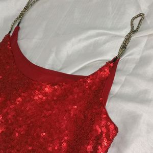 Red Glitter Partywear Top ✨