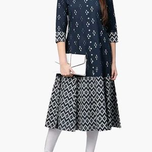 Women's Cotton Ikat Printed A-Line Kurta