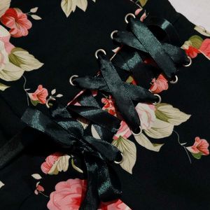 Black Spaghetti Straps Floral Dress