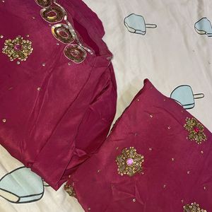 Pakistani Crepe Party Wear Embroidered Suit