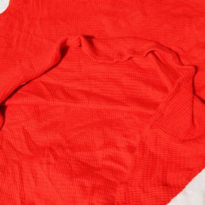 Red Half Sleeves Solid Warm Top For Winter...🟥