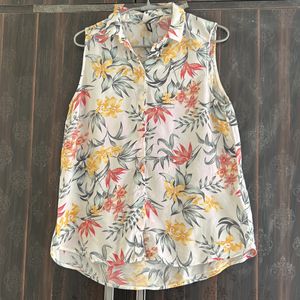 Branded  H&m Cut Sleeve Floral  Top Shirt