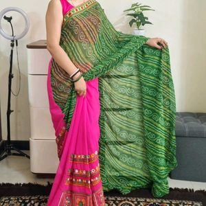 Embroidered Kutchi Work Georgette Saree