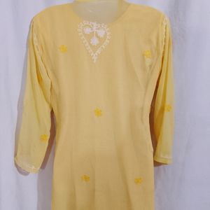 Yellow Chikankaari Kurta