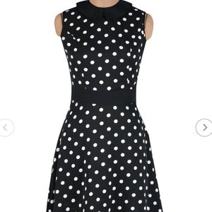 Black Poly Crepe Polka Dots Print Dress(For Women)