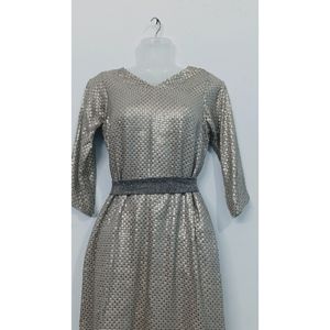 Sequence Dress Silver With Sparkle Belt And Plazo