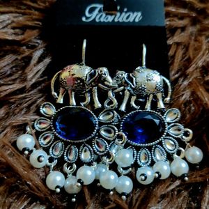 Antique Earrings With Blue Stone