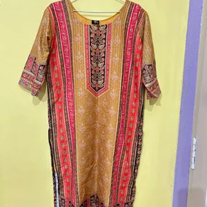 Mustard Pakistani Kurta Set Sequins Work