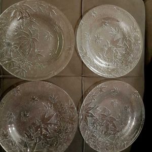 Frosted Glass Dinner Set. 8 Plates + 4 Bowl