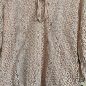 Peach Colour Net Top